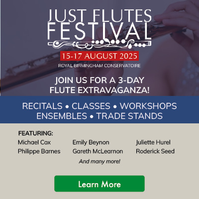 Just Flutes Festival, 15-17 August 2025. Click for more information.