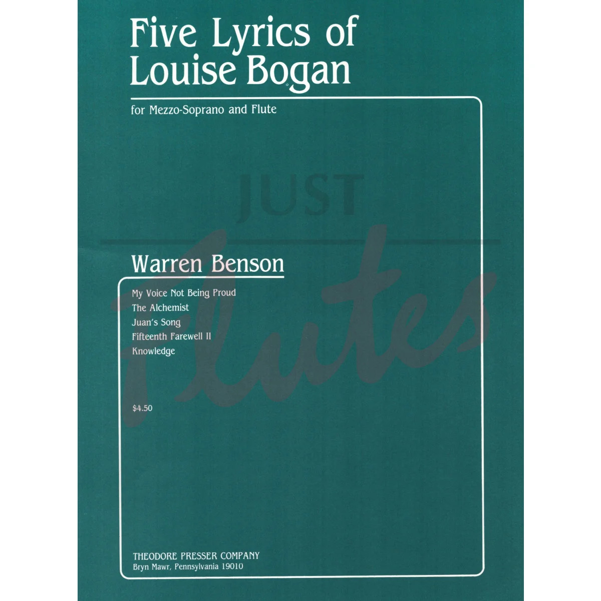 Five Lyrics of Louise Bogan for Flute and Mezzo-Soprano