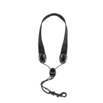 Image links to product page for Rico by D'Addario SJA13 Soprano/Alto Saxophone Strap, Black, Snap Hook