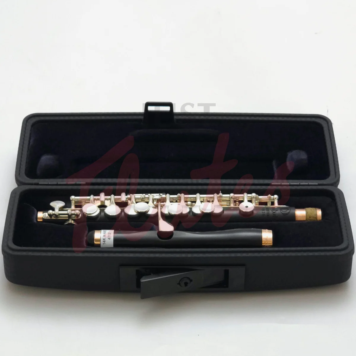 Lillian Burkart Elite Deluxe Grenadilla Piccolo with 14k Tenon and Rings, Vented C, High G# and Wave Head