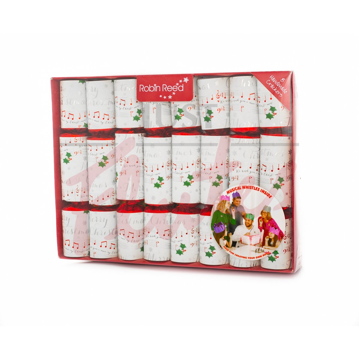 Robin Reed 'Whistle' Christmas Crackers, White - Box of 8