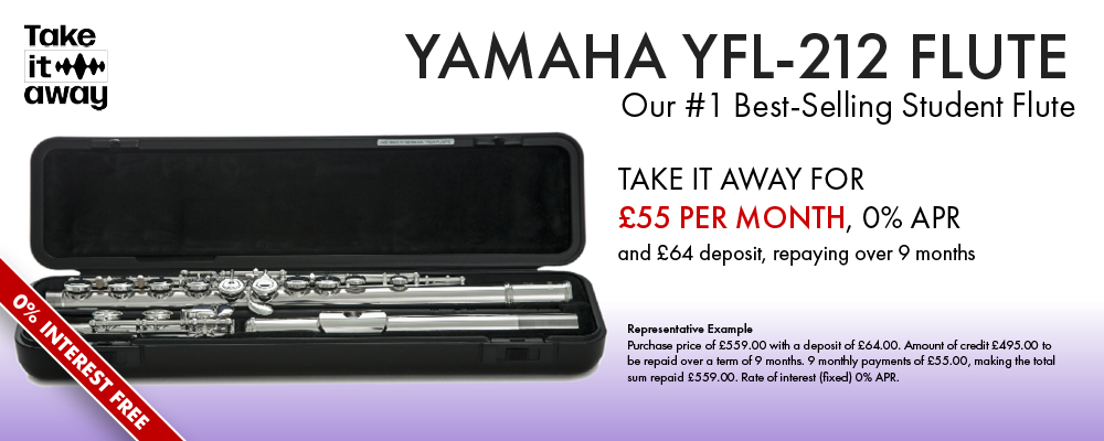 Yamaha YFL-212 Flute - Take it Away for £55/month with a £64 deposit, repaying over 9 months.