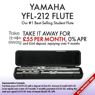 Yamaha YFL-212 Flute - Take it Away for £55/month with a £64 deposit, repaying over 9 months.