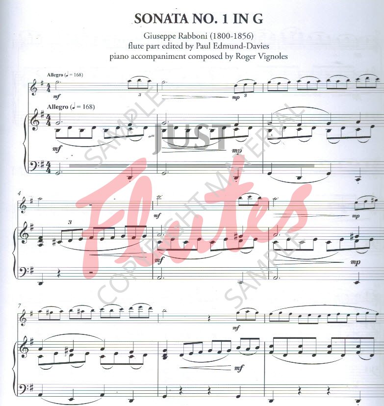 Giuseppe Rabboni Sonatas For Flute And Piano Book 1 With