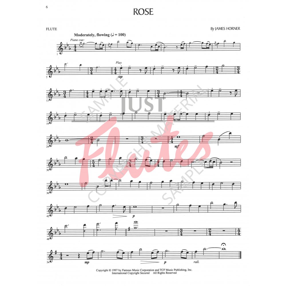 Music from Titanic [Flute] - J. Horner. Just Flutes, London