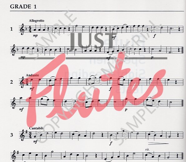 Specimen Sight-Reading Tests for Flute Grades 1-5. Just Flutes