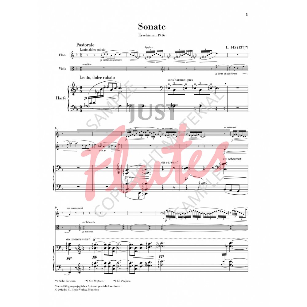 Sonata for Flute, Viola and Harp - C. Debussy. Just Flutes